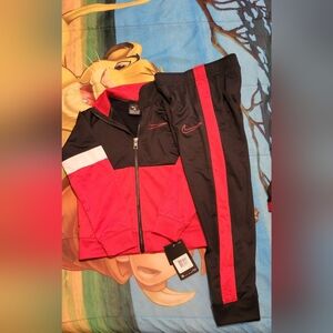 Nike Kids' Black and Red Jogger Set